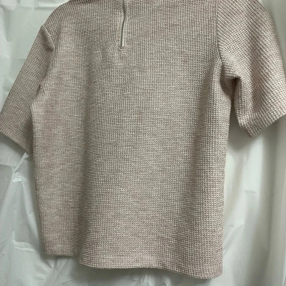 Reserved mesh and knit mock turtleneck shirt with front pocket and back zipper. - Picture 5 of 5